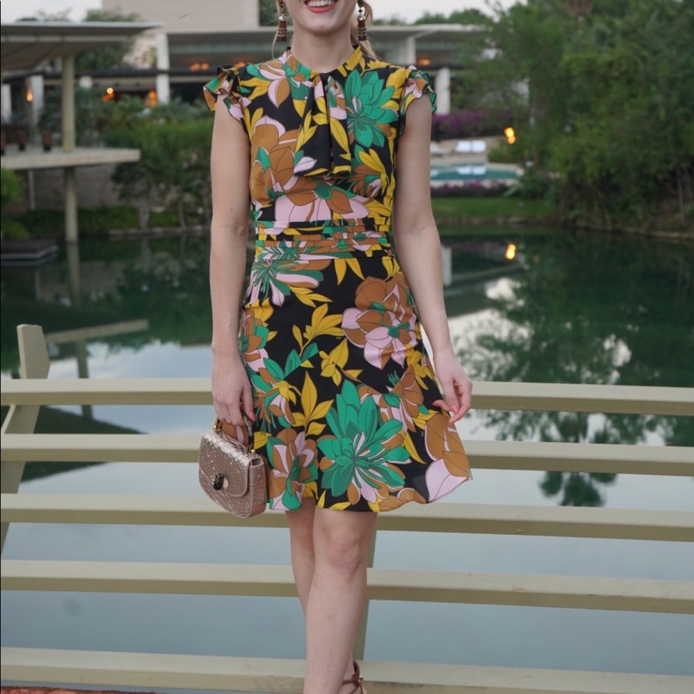 N 21 Silk floral ruffle vacation dress